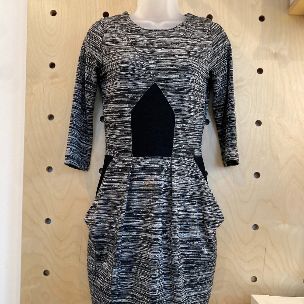 FRENCH CONNECTION Women's Grey Heathered Sheath Dress, Size 6